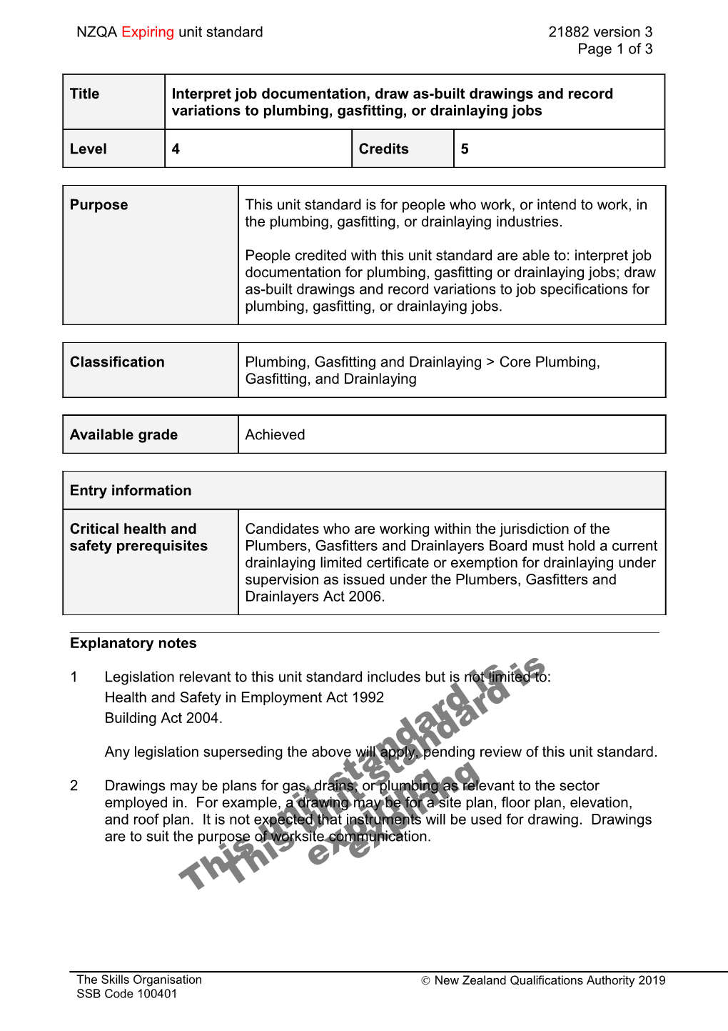 21882 Interpret Job Documentation, Draw As-Built Drawings and Record Variations to Plumbing