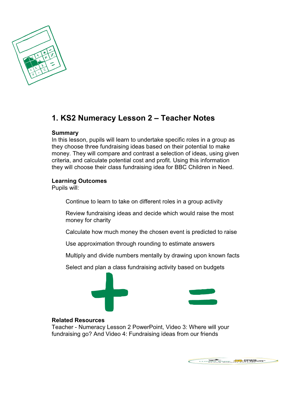 KS2 Numeracy Lesson 2 Teacher Notes