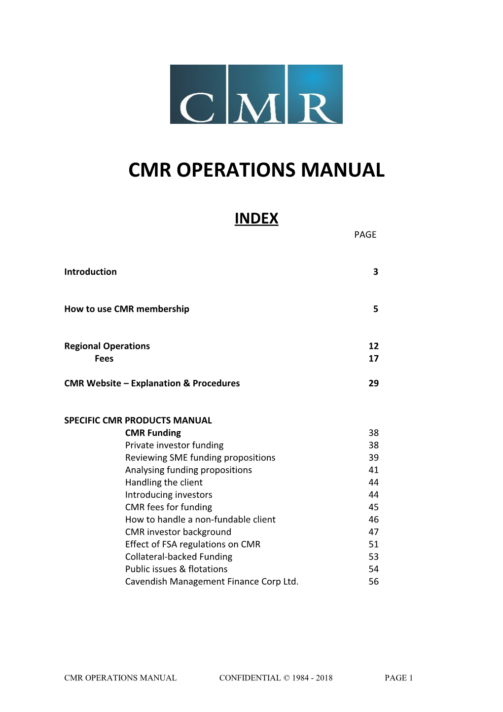 Cmr Operations Manual