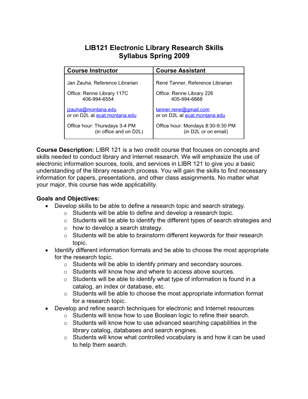 LIB121 Electronic Library Research Skills