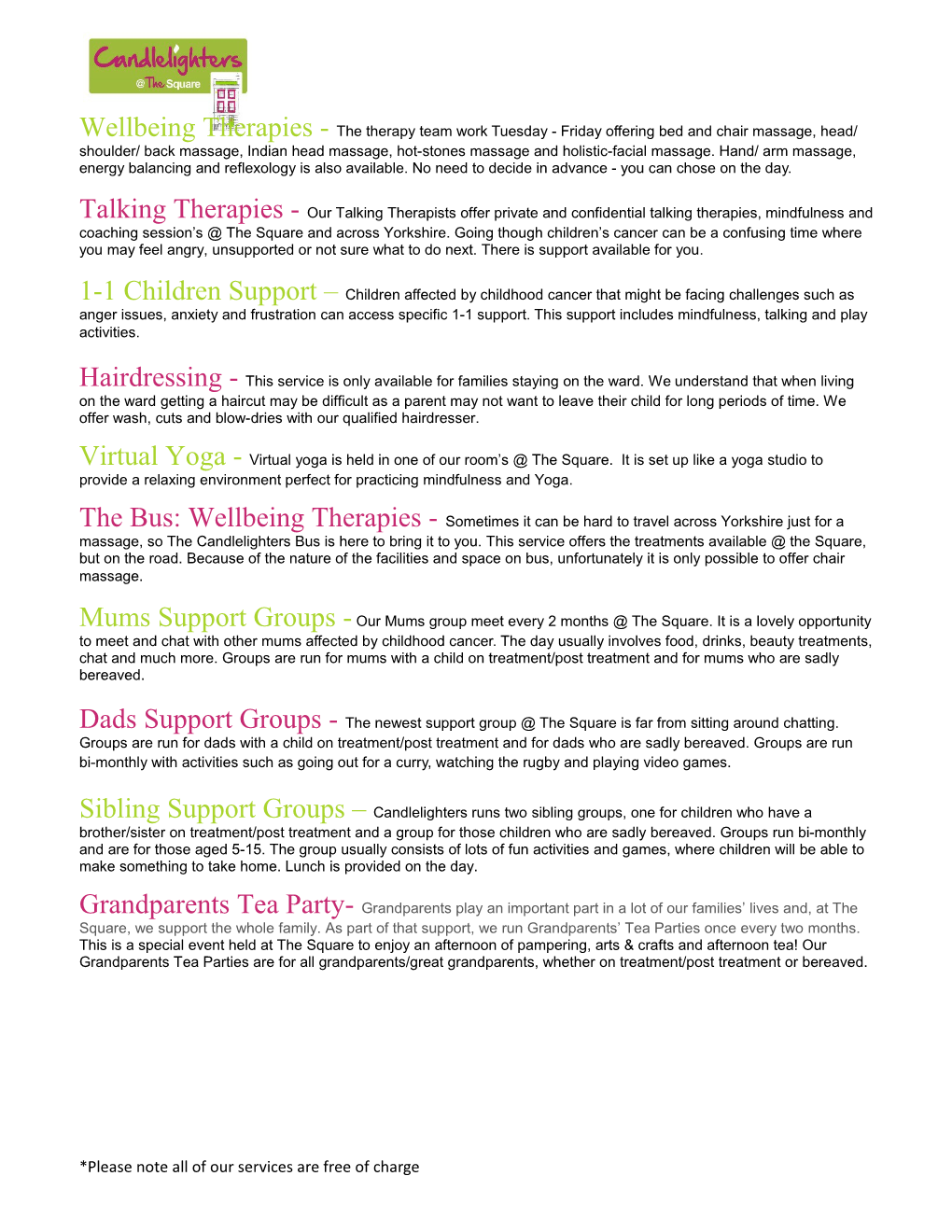 Wellbeing Therapies -The Therapy Team Work Tuesday - Friday Offering Bed and Chair Massage