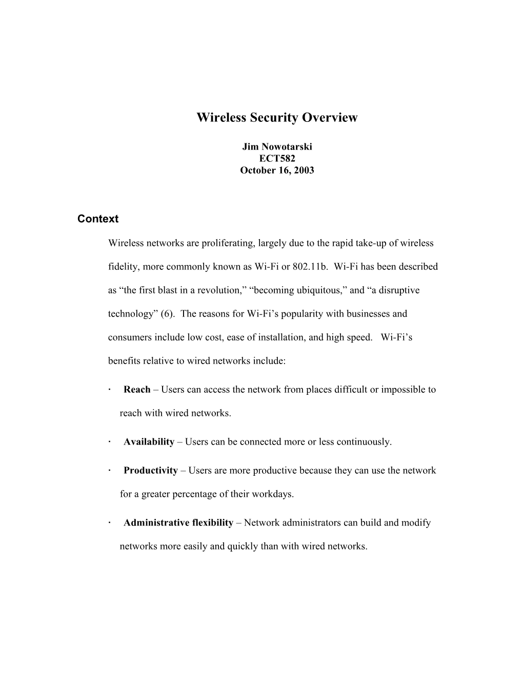 Wireless Security Overview