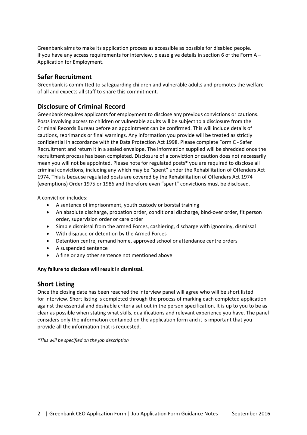Greenbank Job Application Form