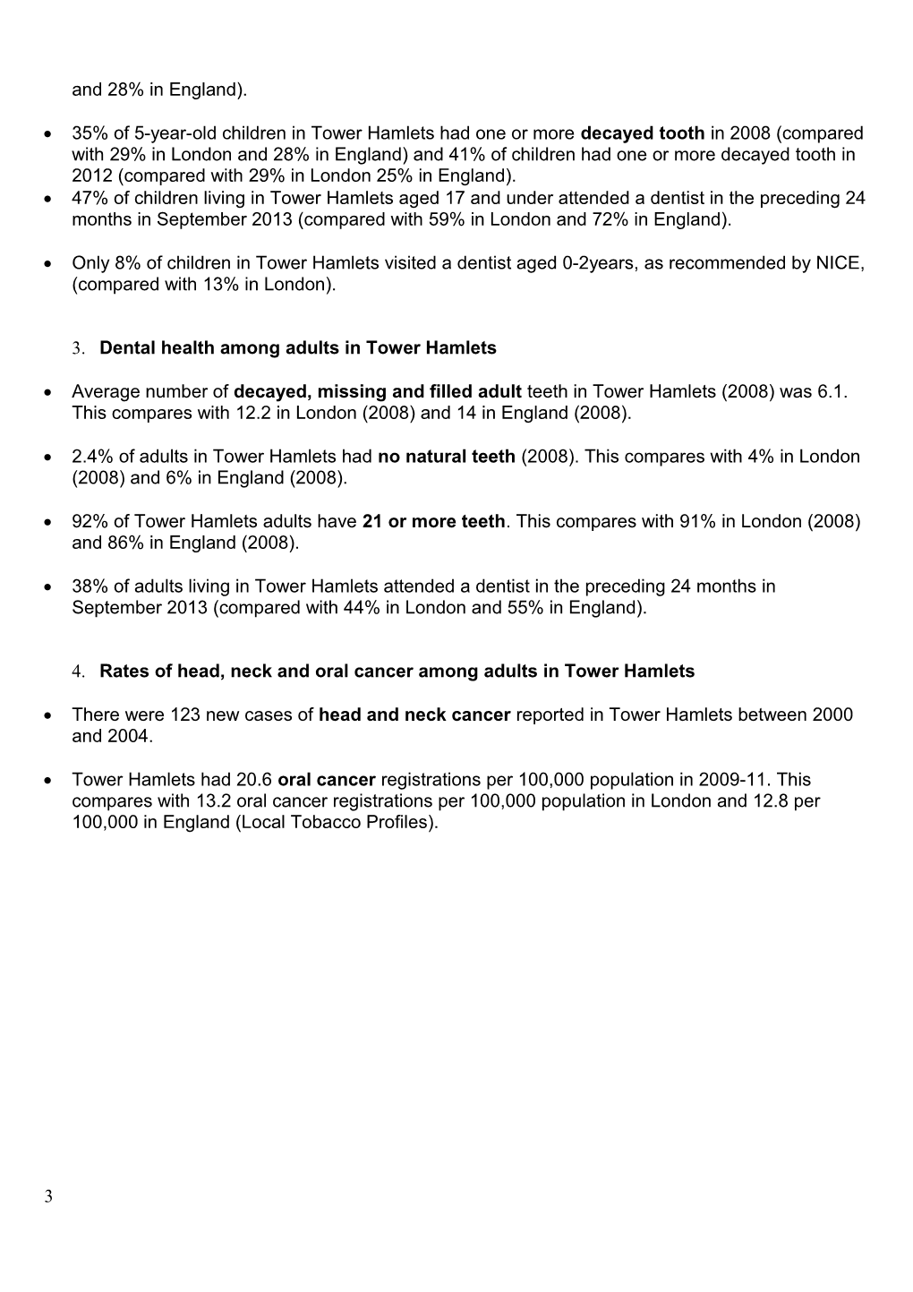 Facts and Figures Oral Health Within the Population of Tower Hamlets