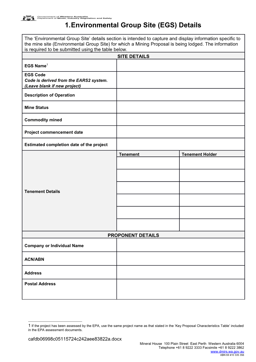 EGS and Activity Details Tables Template - 2016 Guideline