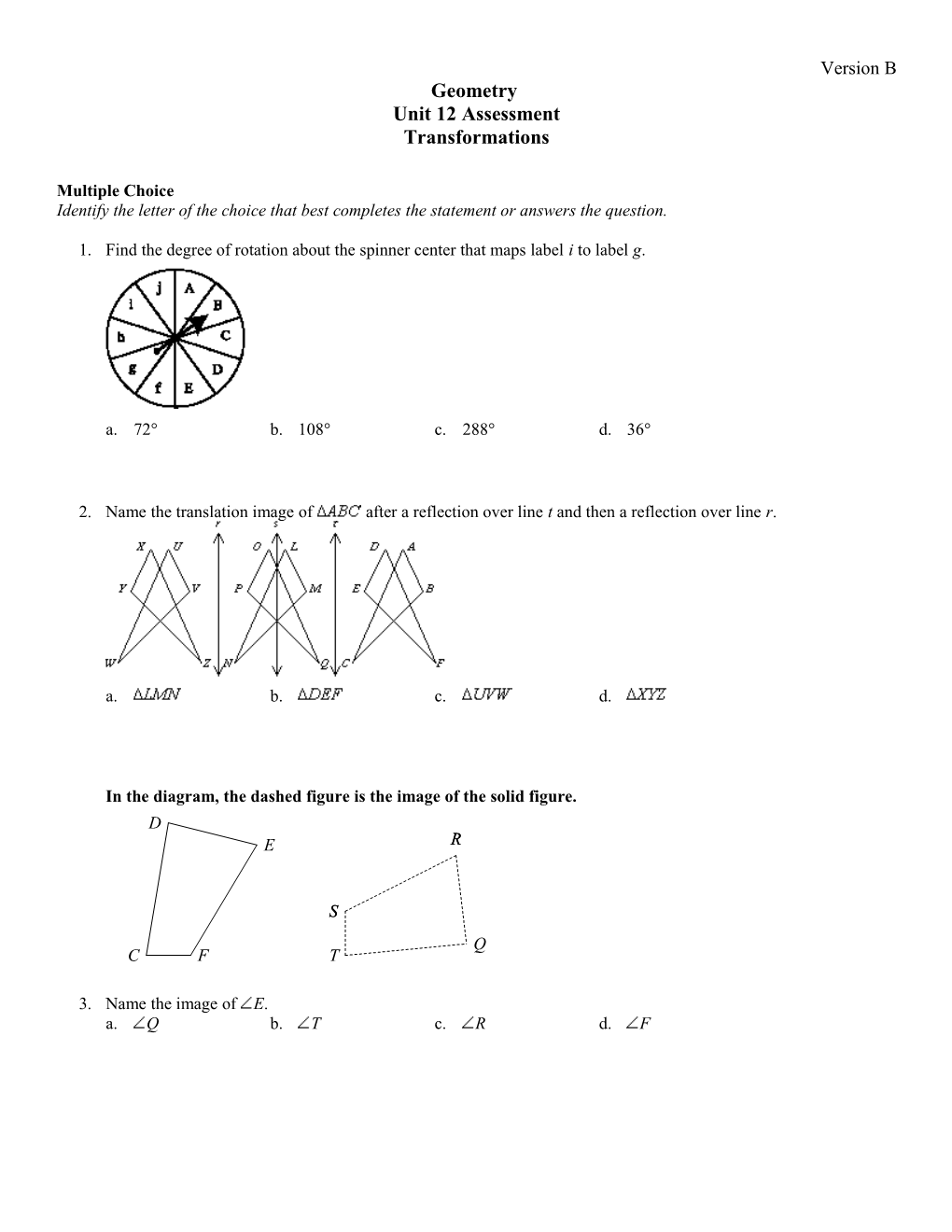 Geometry - Chapter 12 Test