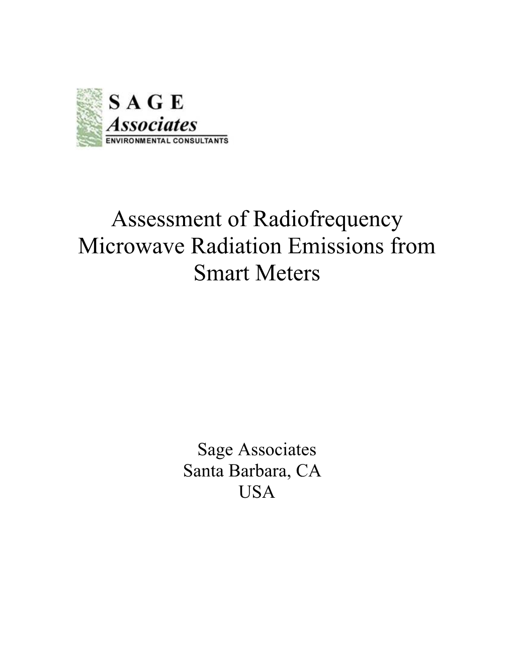 Assessment of Radiofrequency Microwave Radiation Emissions from Smart Meters