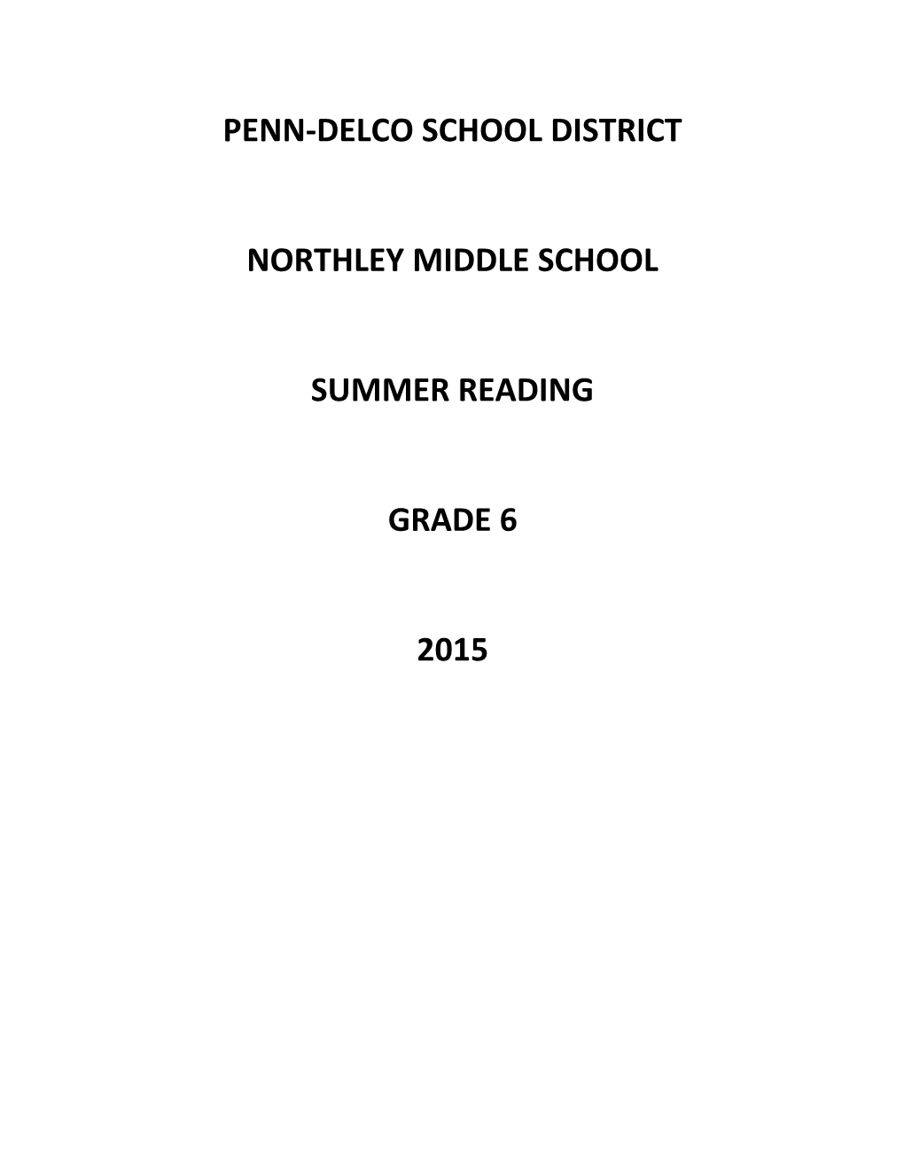 Summer Reading List Entering 6Th Grade