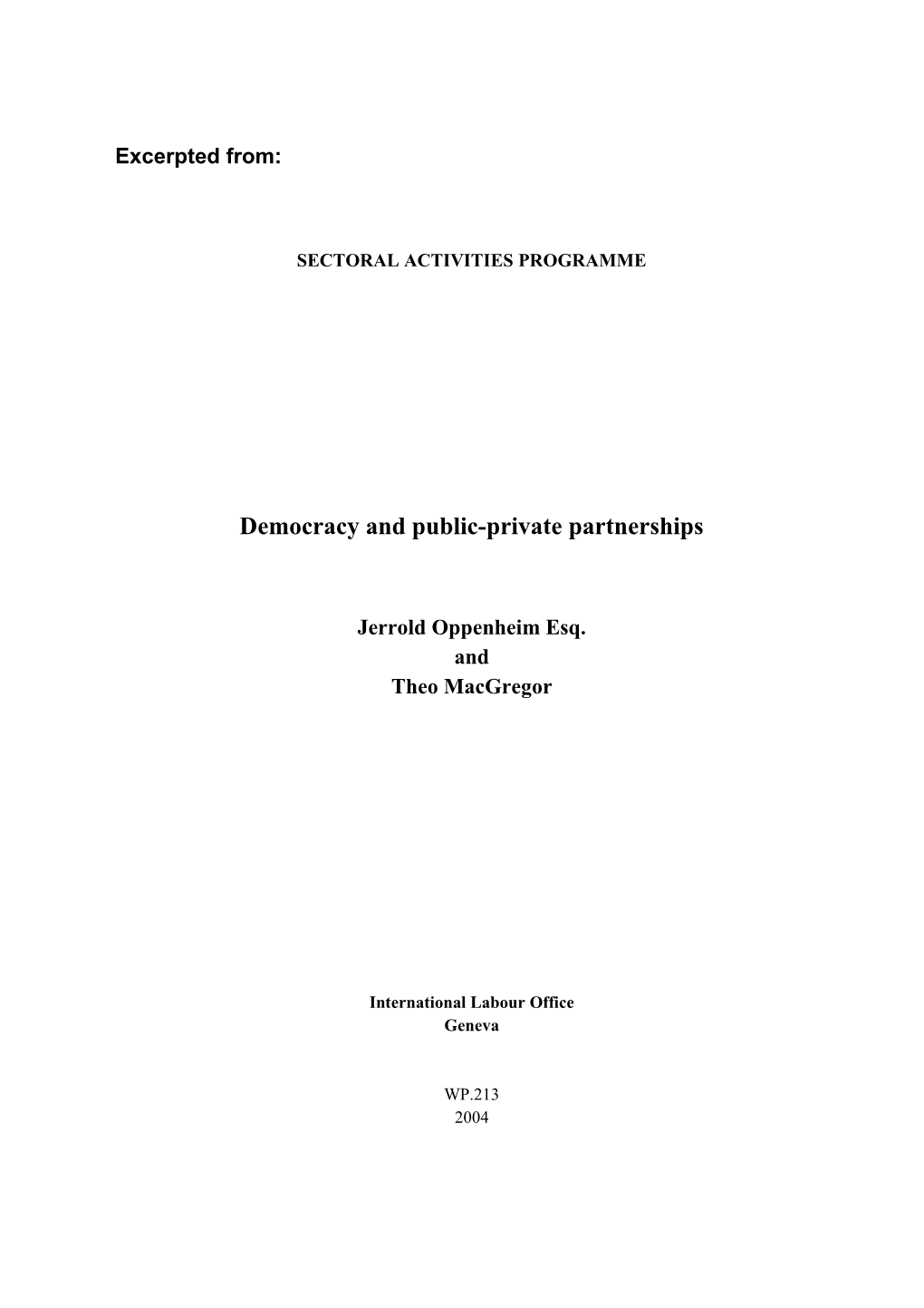 Democracy and Public-Private Partnerships