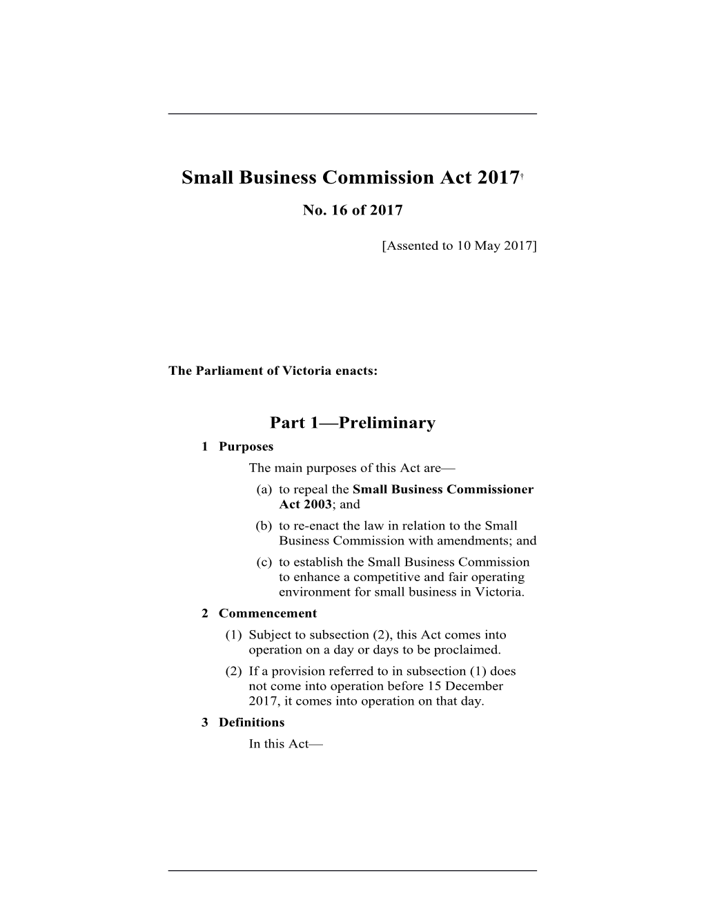 Small Business Commission Act 2017