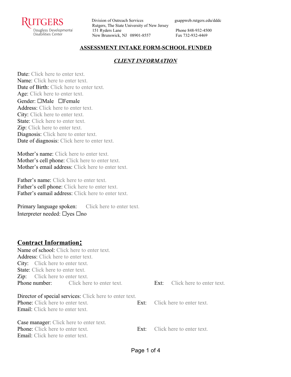 Assessment Intake Form-School Funded