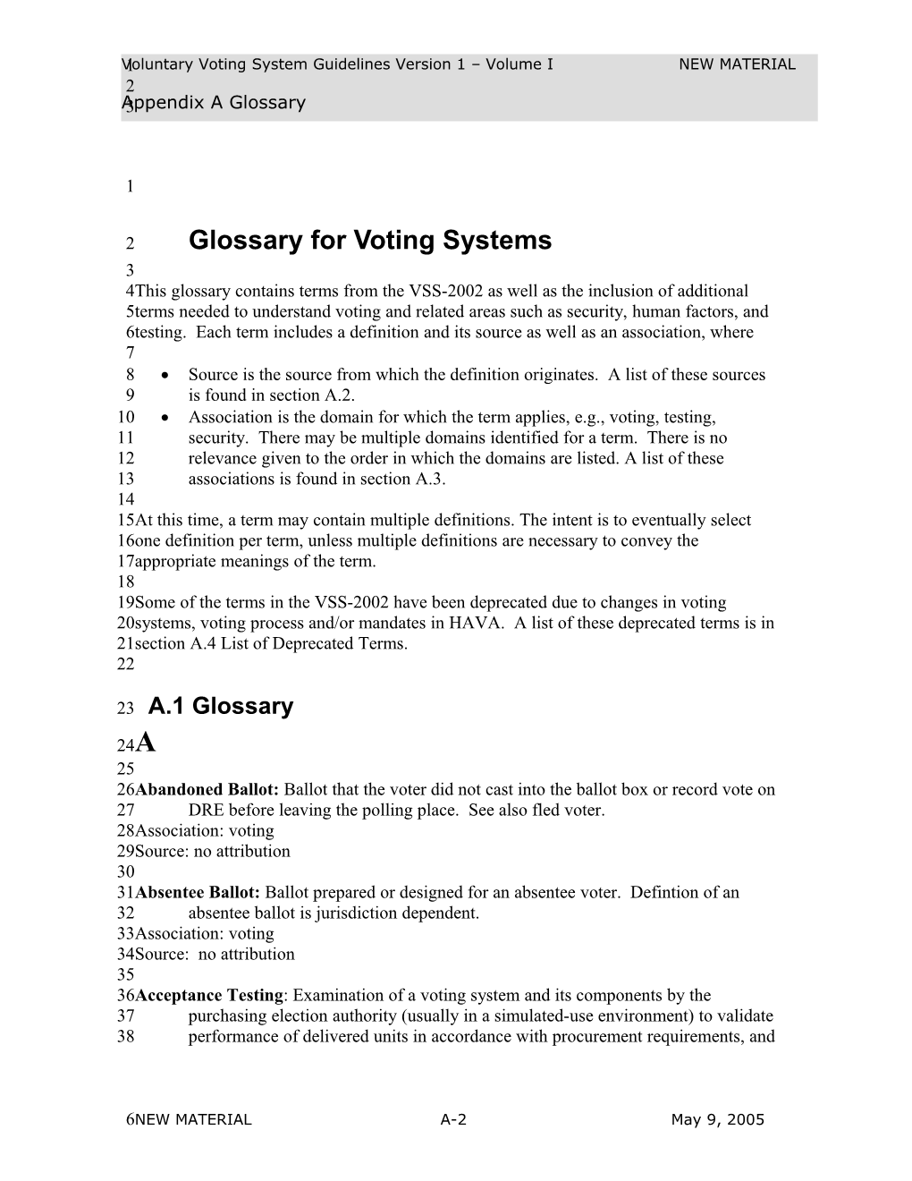 A Glossary for Voting Systems