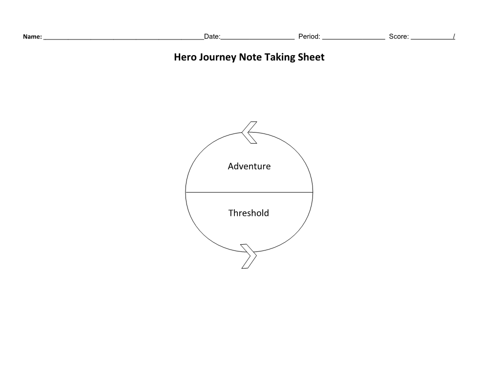 Hero Journey Note Taking Sheet