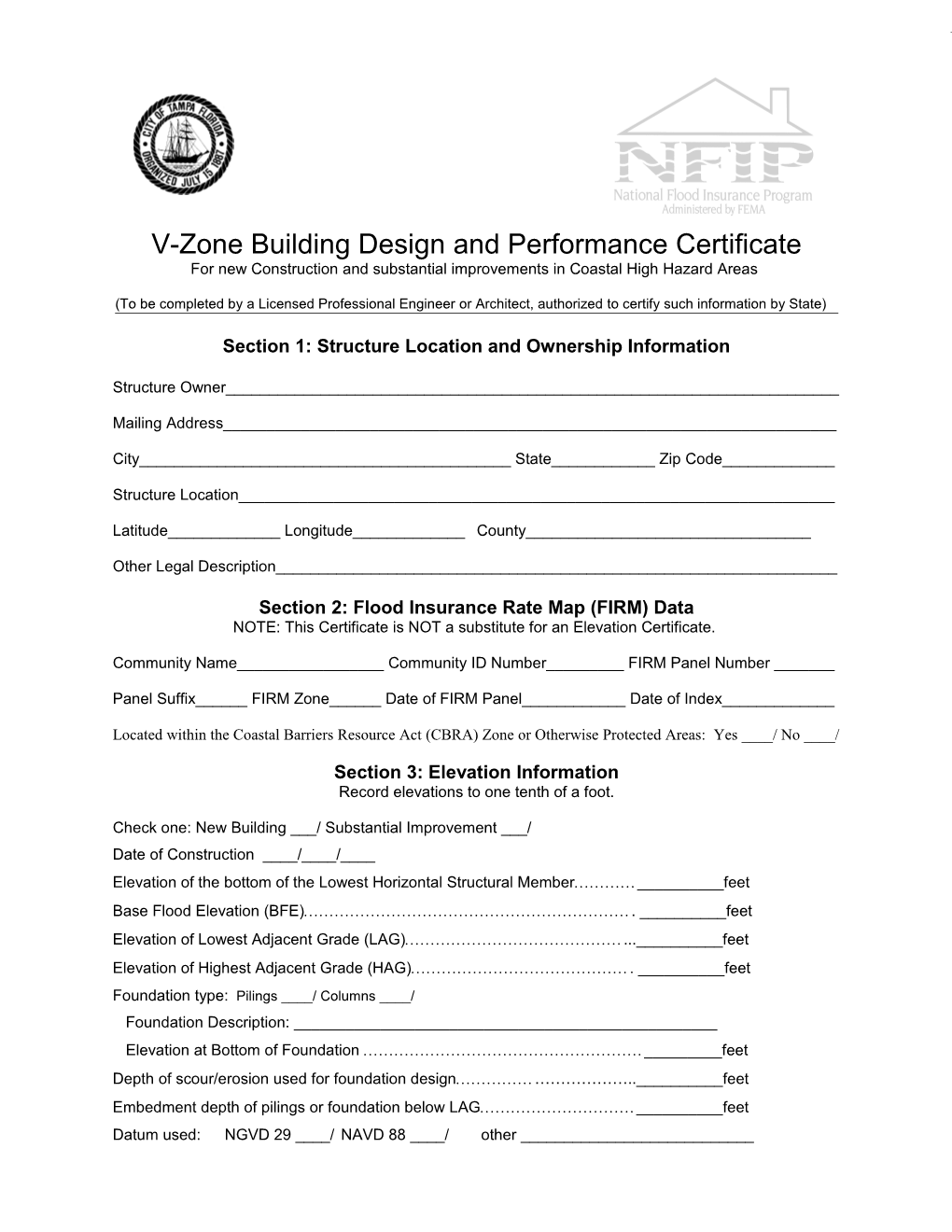 V Zone Building Design and Performance Certificate