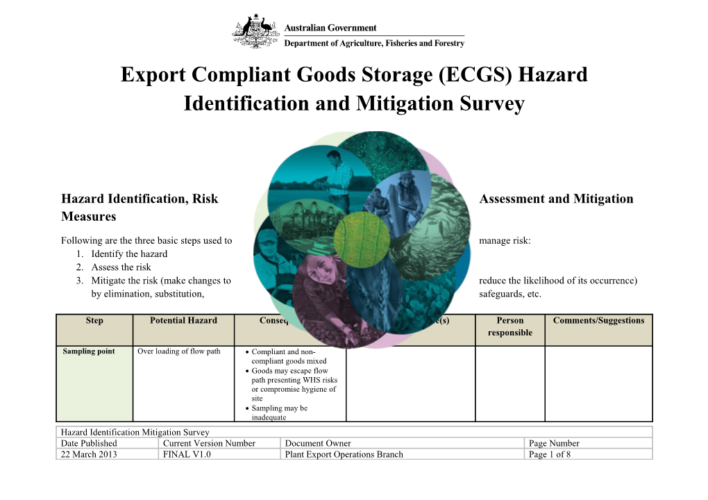 Export Compliant Goods Storage (ECGS) Hazard Identification and Mitigation Survey