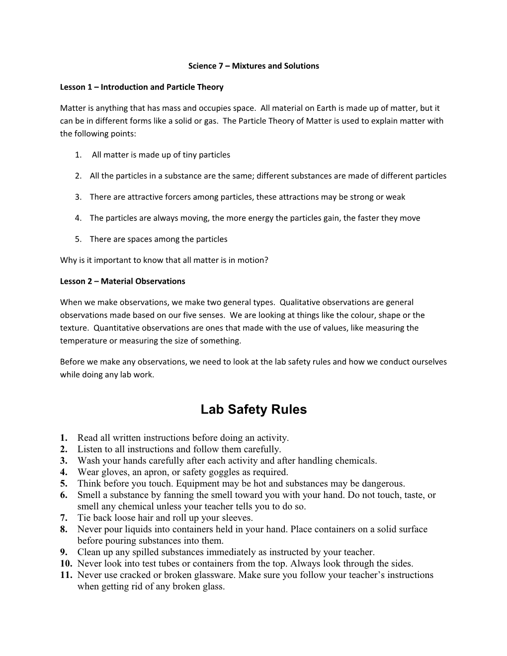 Science 7 Mixtures and Solutions