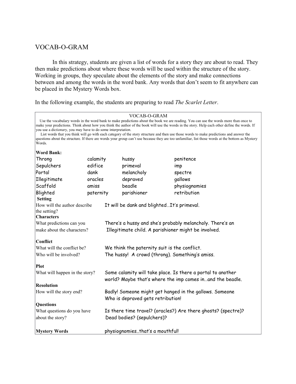 Word Study Examples