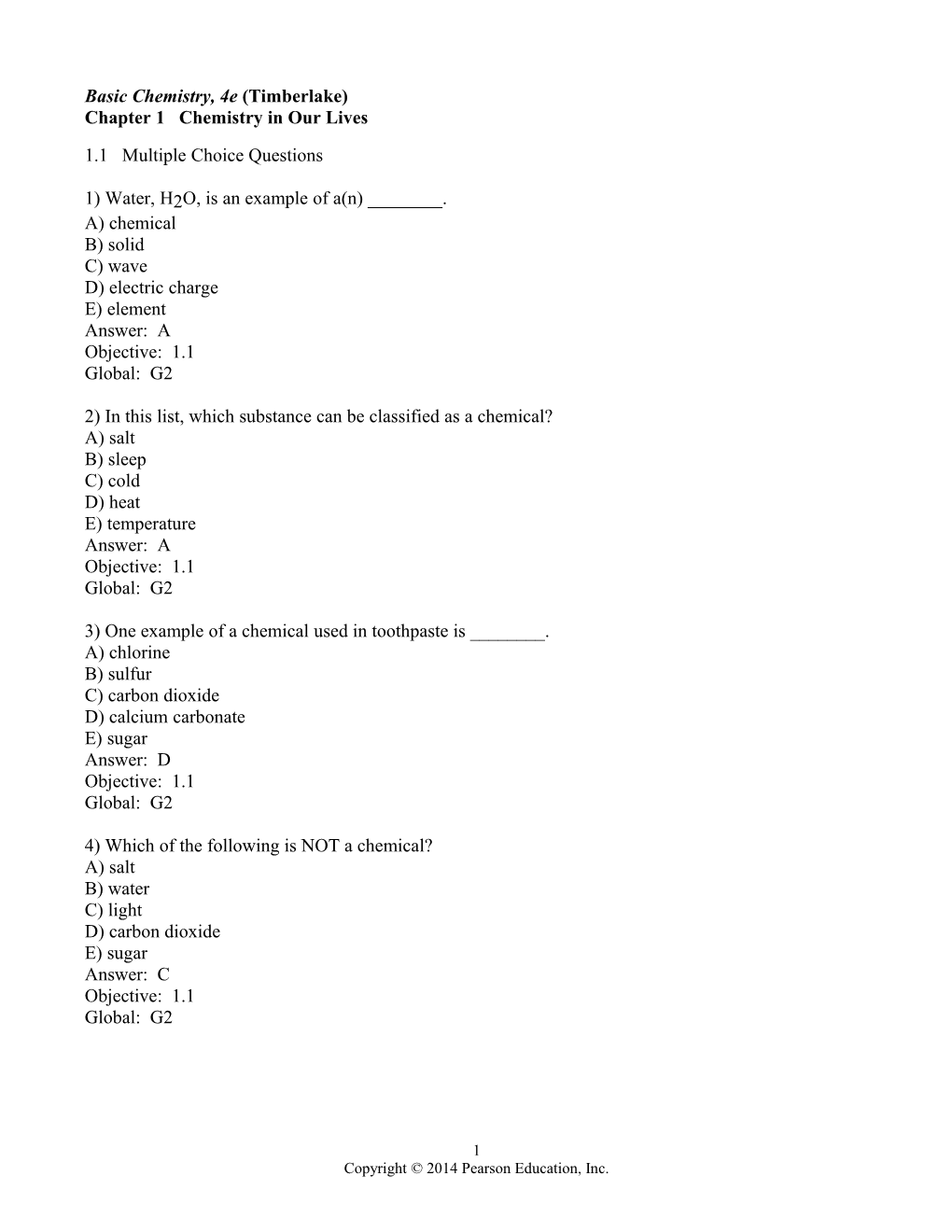 Chapter 1 Chemistry in Our Lives