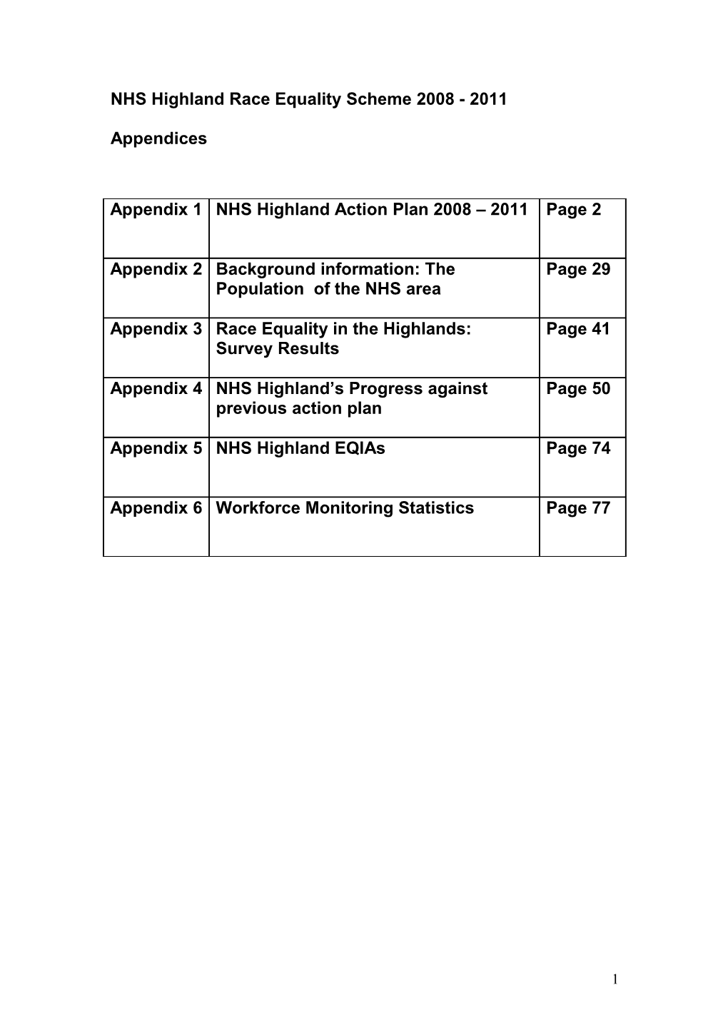 NHS Highland Race Equality Scheme 2008 - 2011