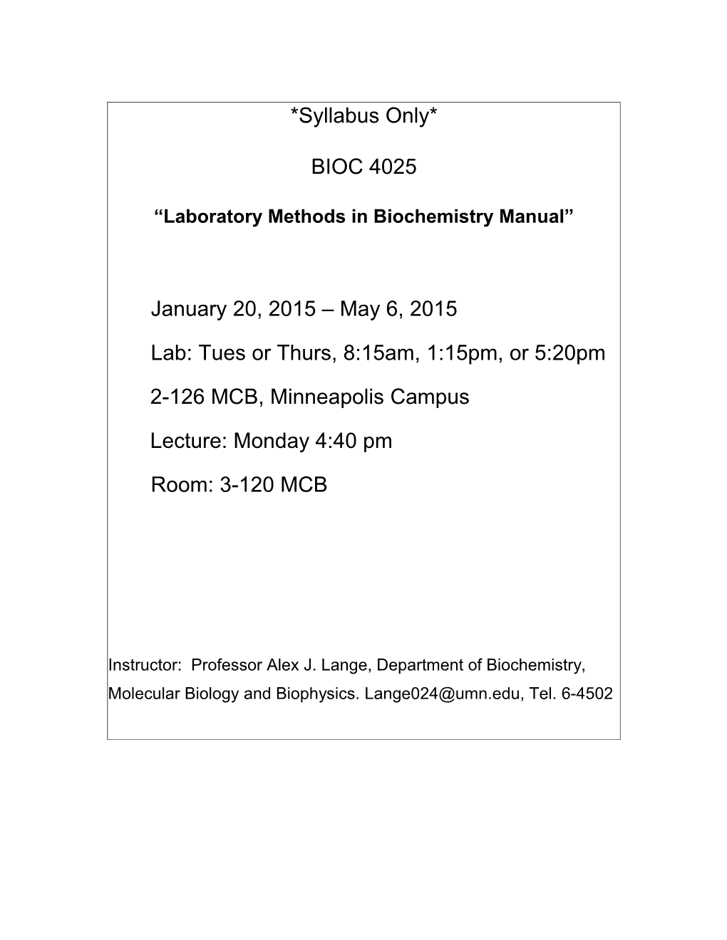Laboratory Methods in Biochemistry Manual
