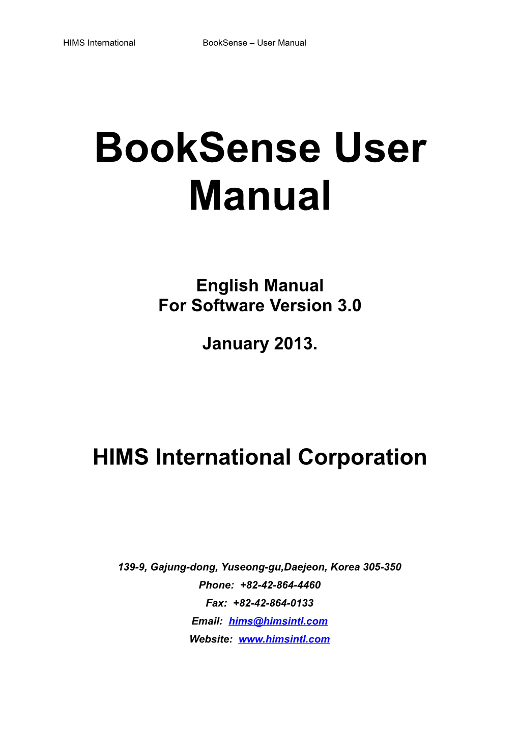 HIMS Internationalbooksense User Manual