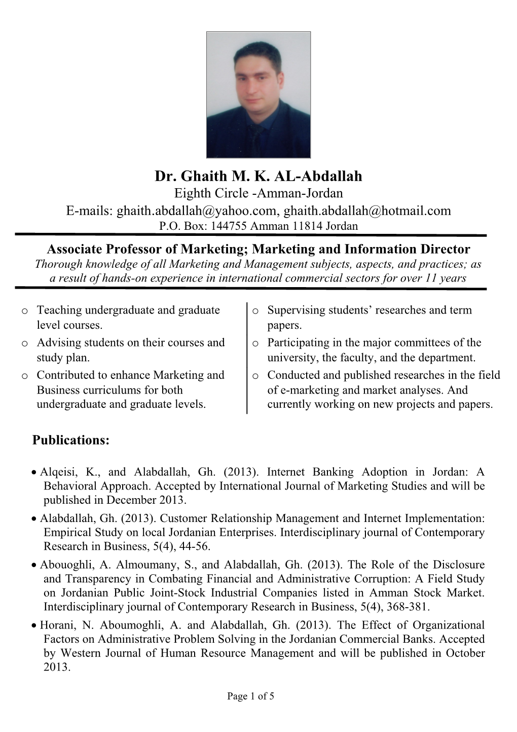 Dr. Ghaith M. K. AL-Abdallah