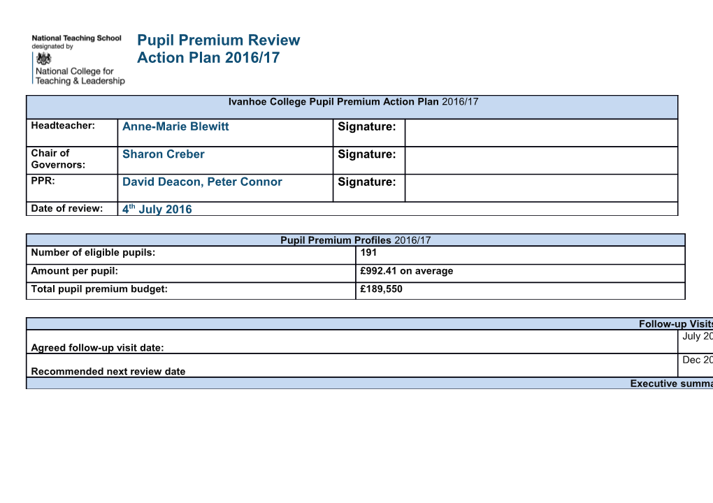 Pupil Premium Review