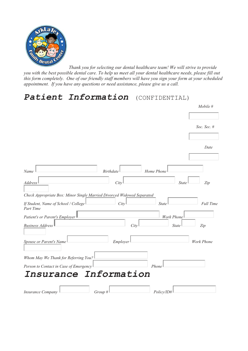 Patient Information (CONFIDENTIAL)