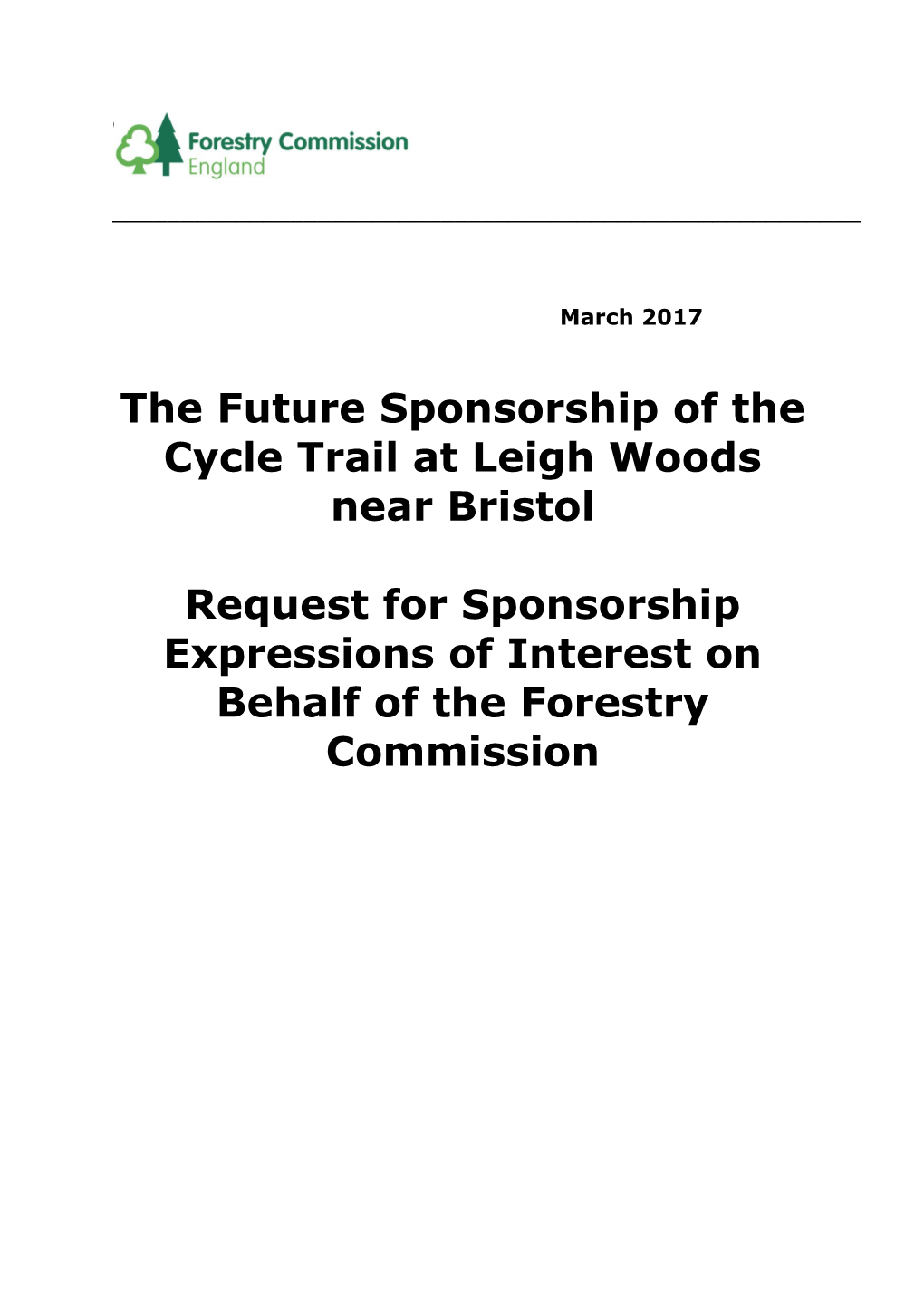 The Future Sponsorship of the Cycle Trail at Leigh Woods Near Bristol