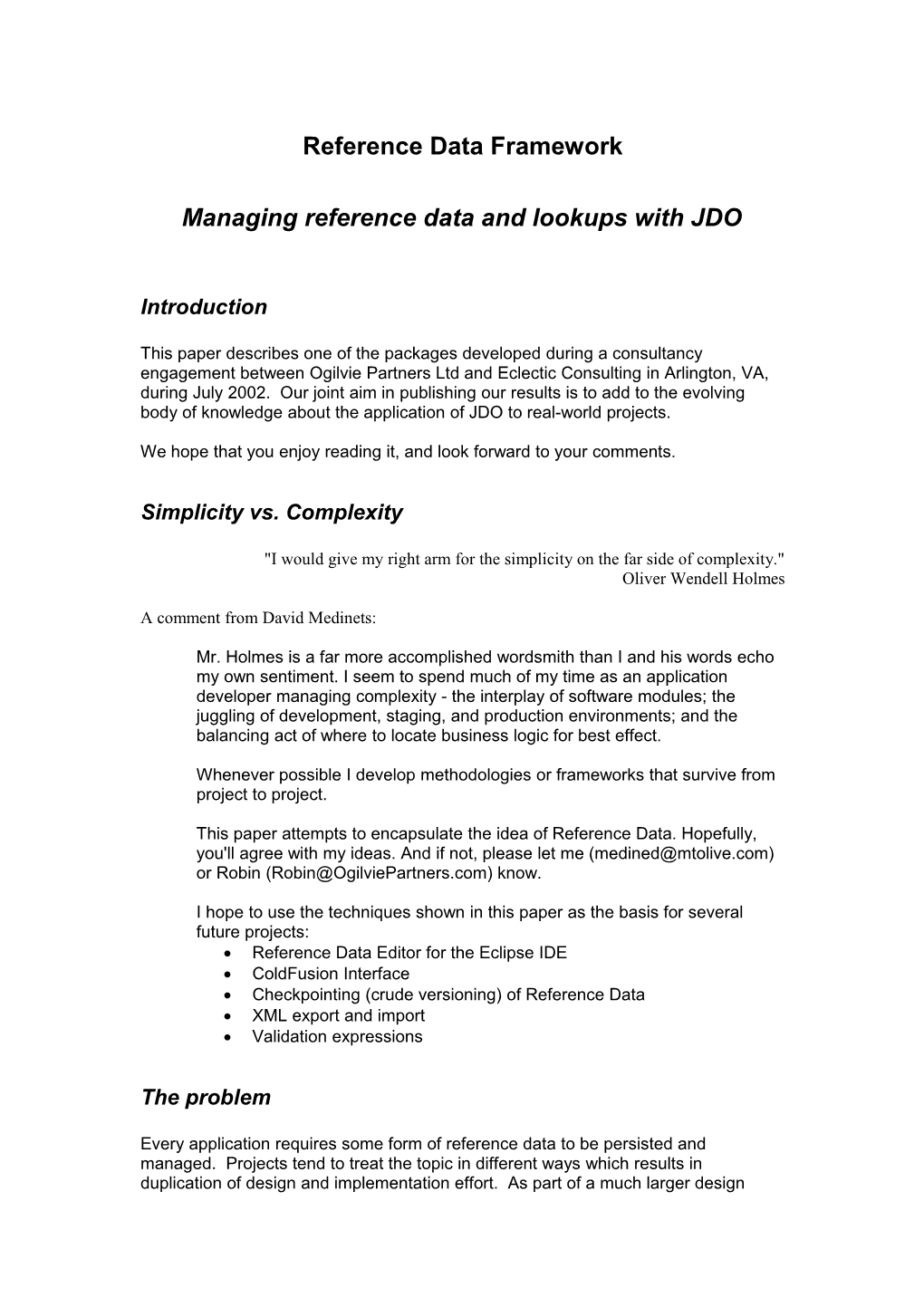 Reference Data Framework