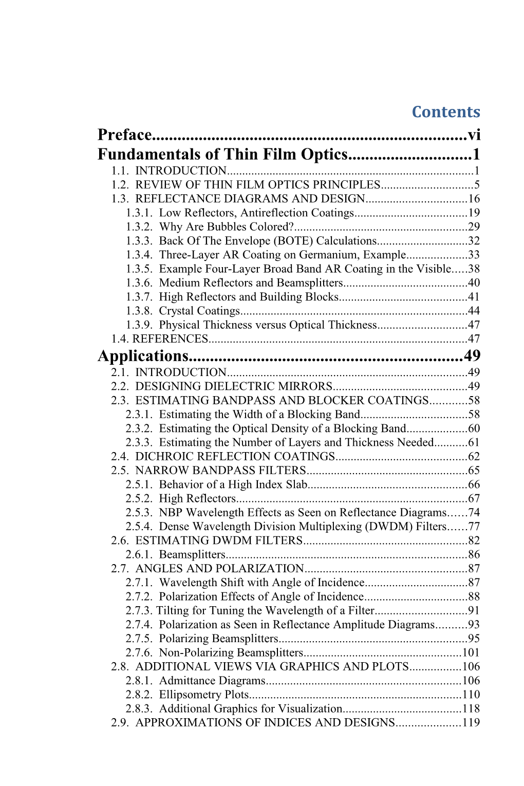 Fundamentals of Thin Film Optics