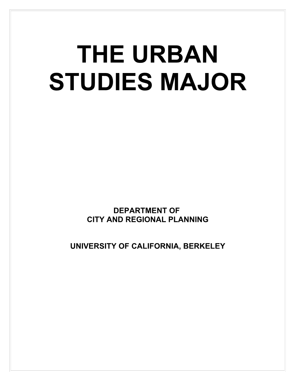 The Urban Studies Major