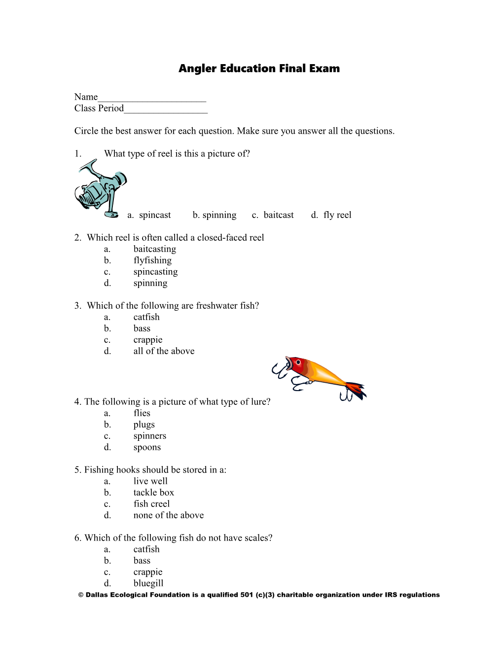 Angler Education Final Exam