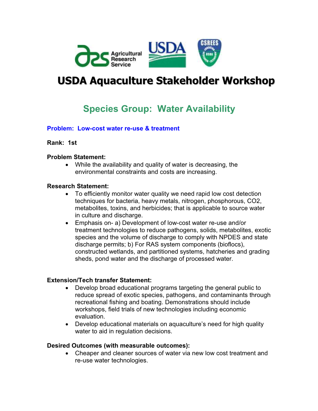 Species Group: Water Availability