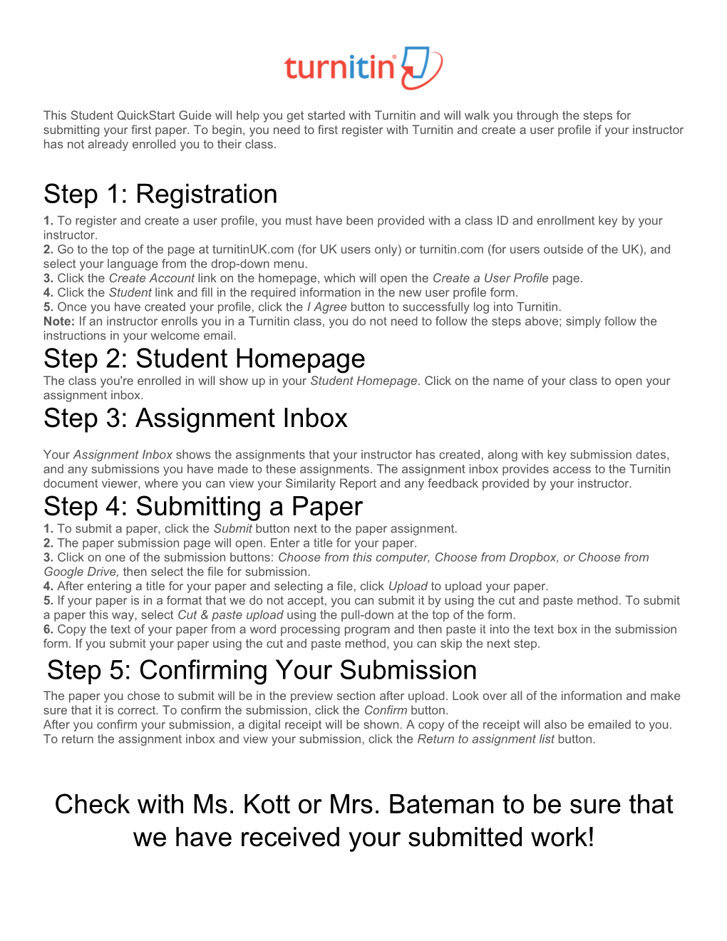 This Student Quickstartguide Will Help You Get Started with Turnitin and Will Walk You