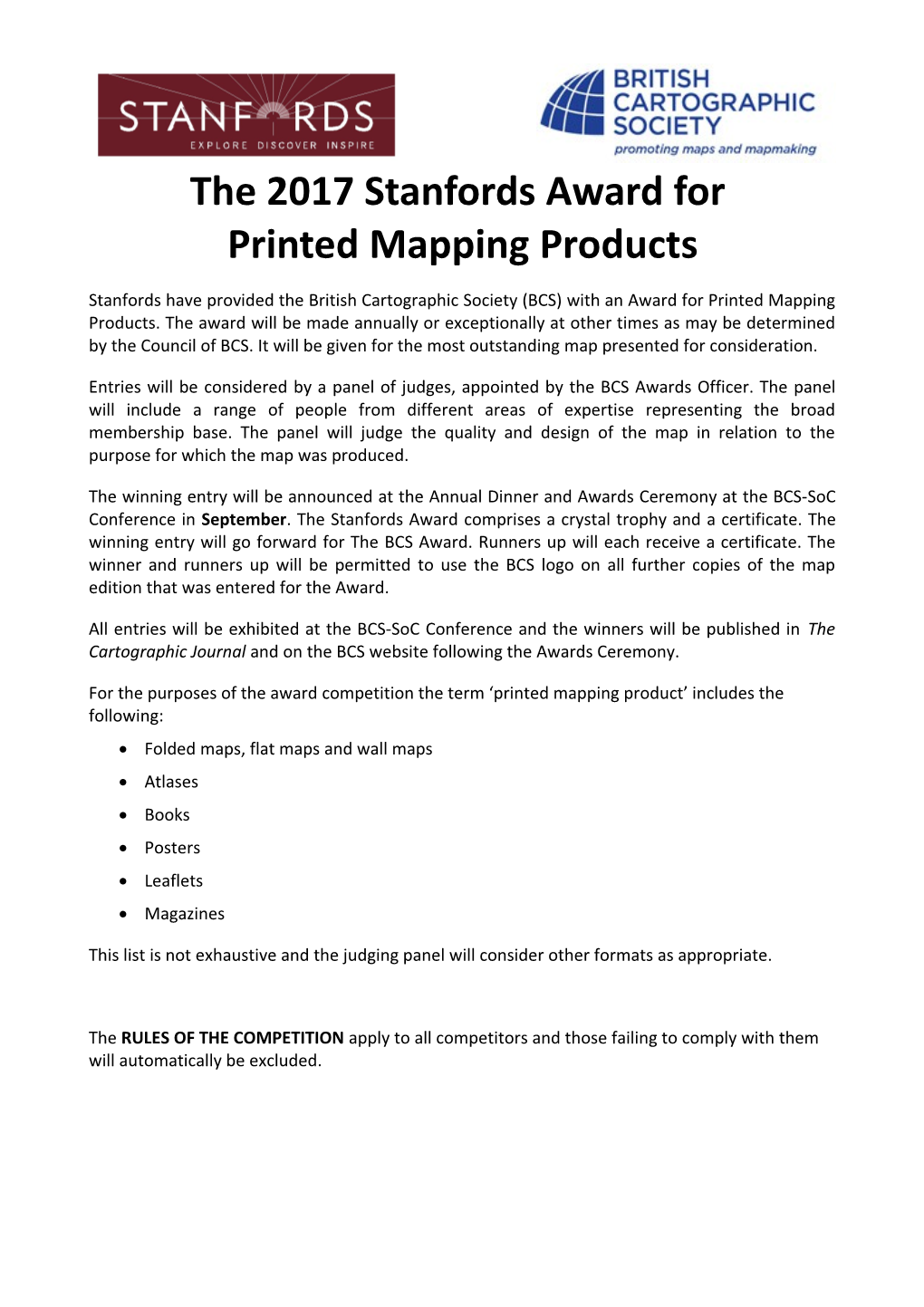 D06612 Stanfords - the Stanfords Award for Printed Mapping Products