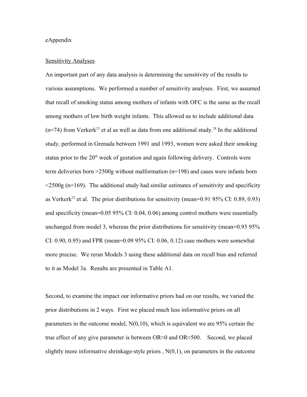 Sensitivity Analyses