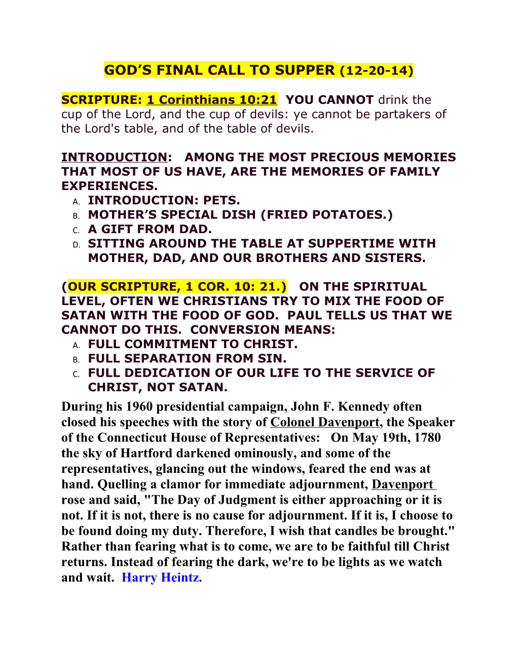 God S Final Call to Supper (12-20-14)