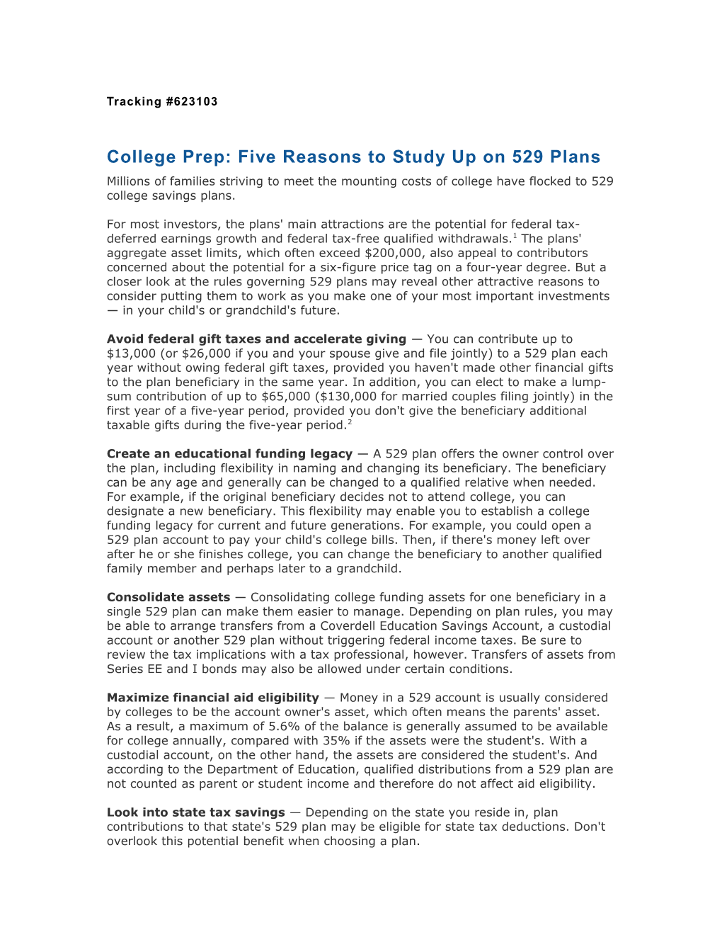 College Prep: Five Reasons to Study up on 529 Plans