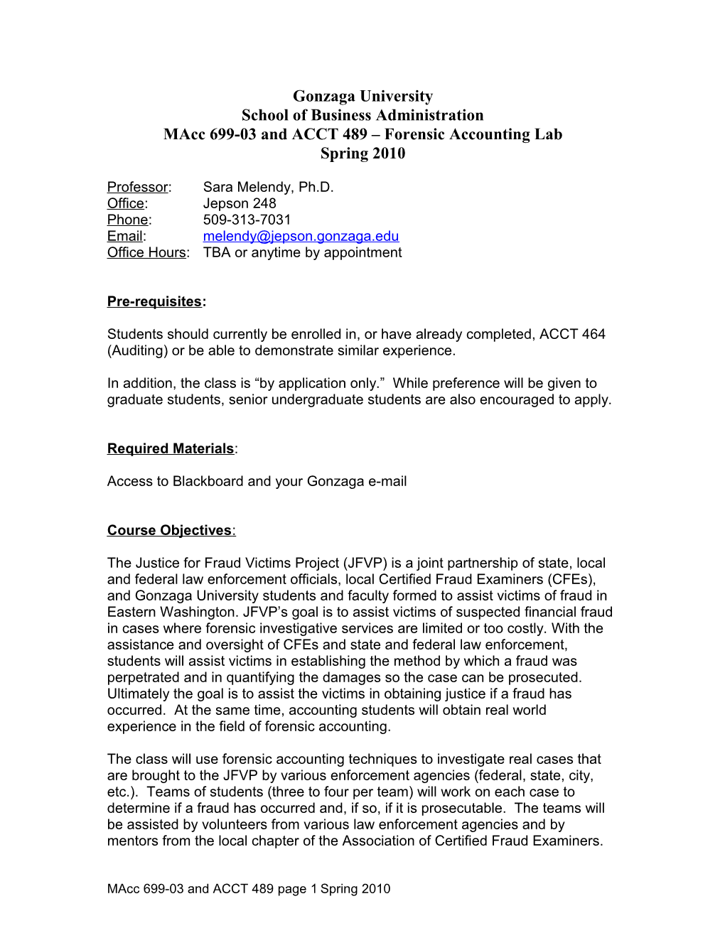 Macc 699-03 and ACCT 489 Forensic Accounting Lab