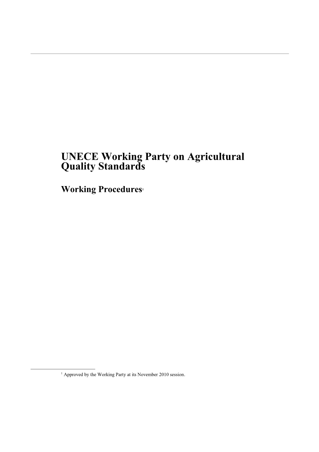 UNECE Working Party on Agricultural Quality Standards