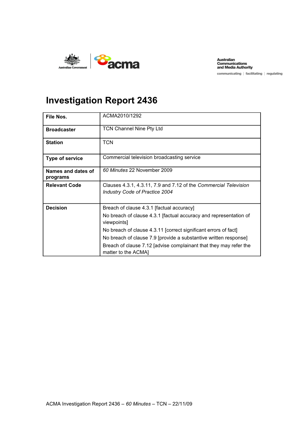 Investigation Report 2436
