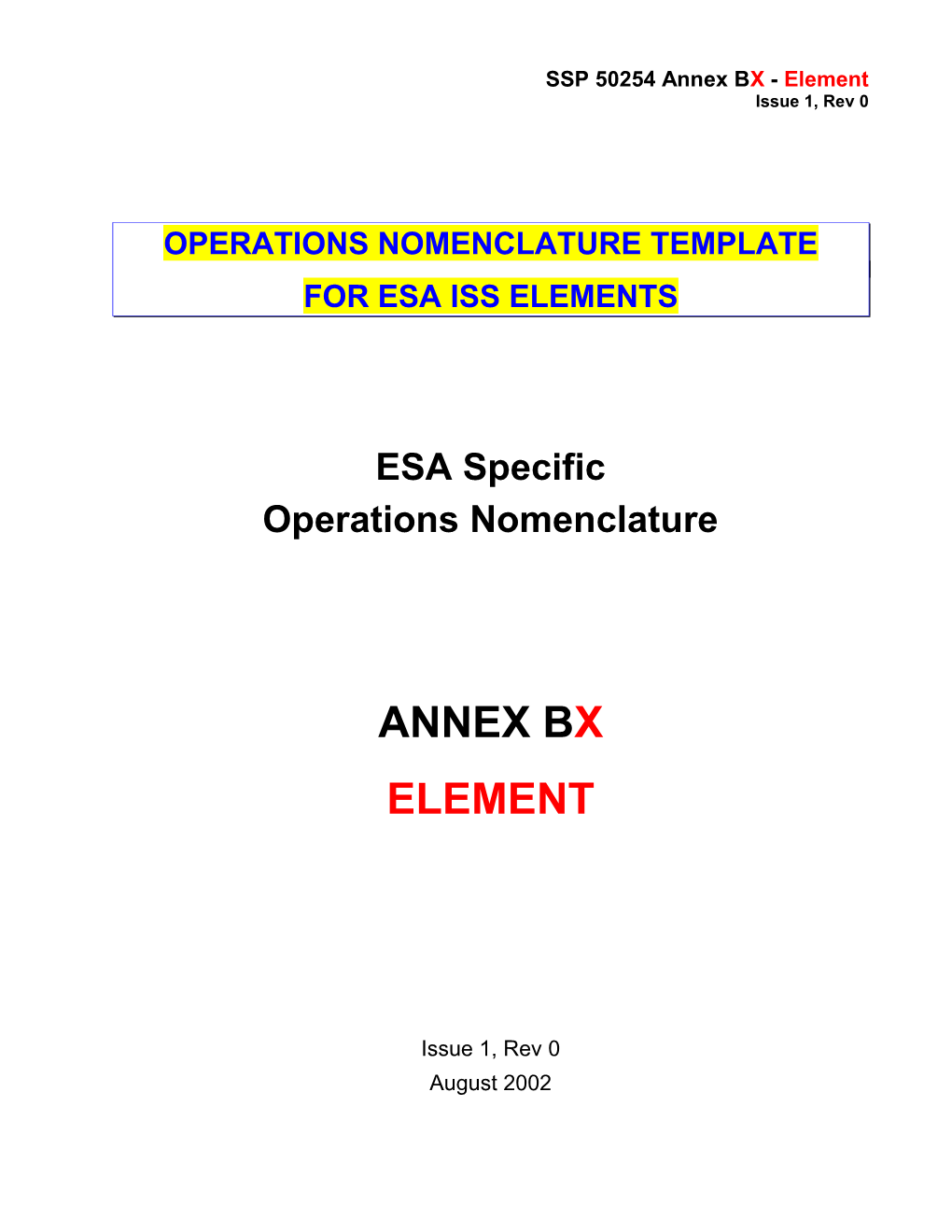 SSP 50254 Annex BX - Element