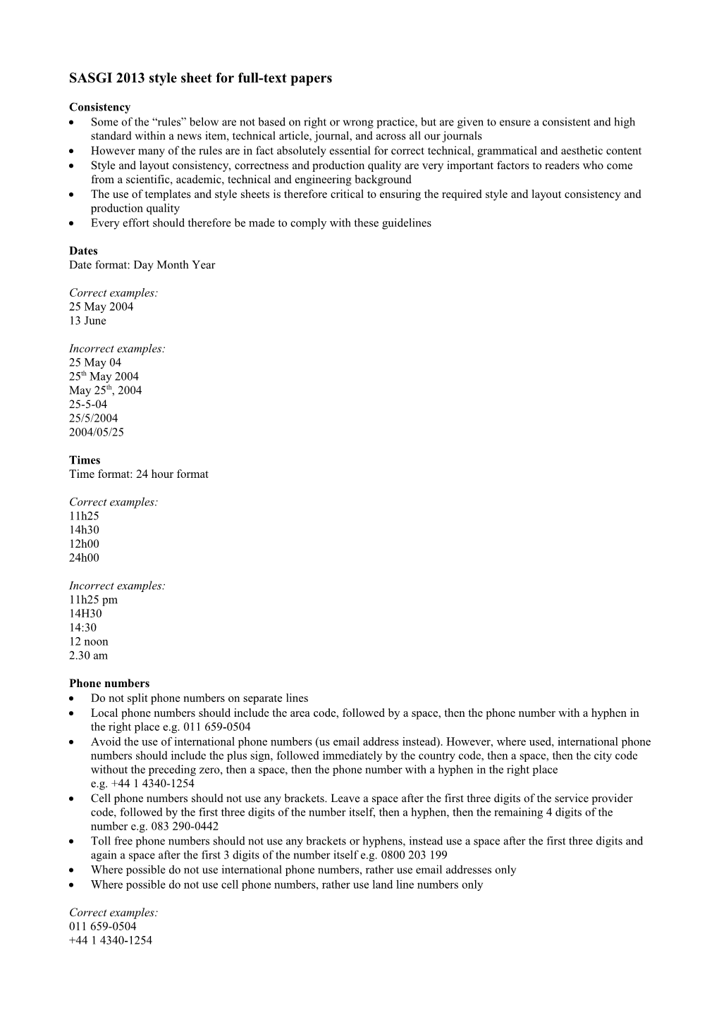 SASGI 2013 Stylesheet for Full-Text Papers