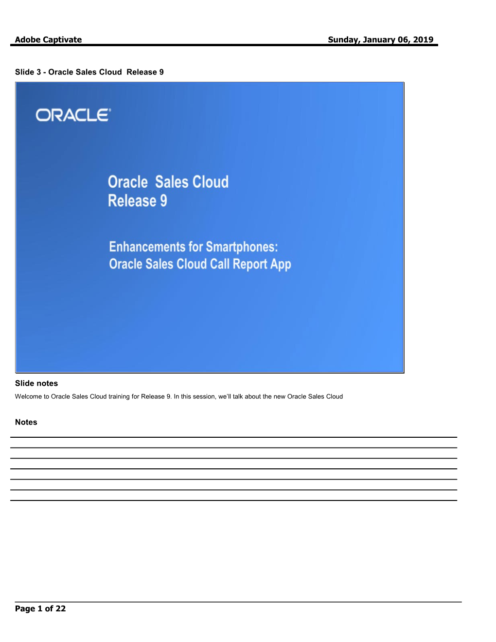 Slide 3 - Oracle Sales Cloud Release 9