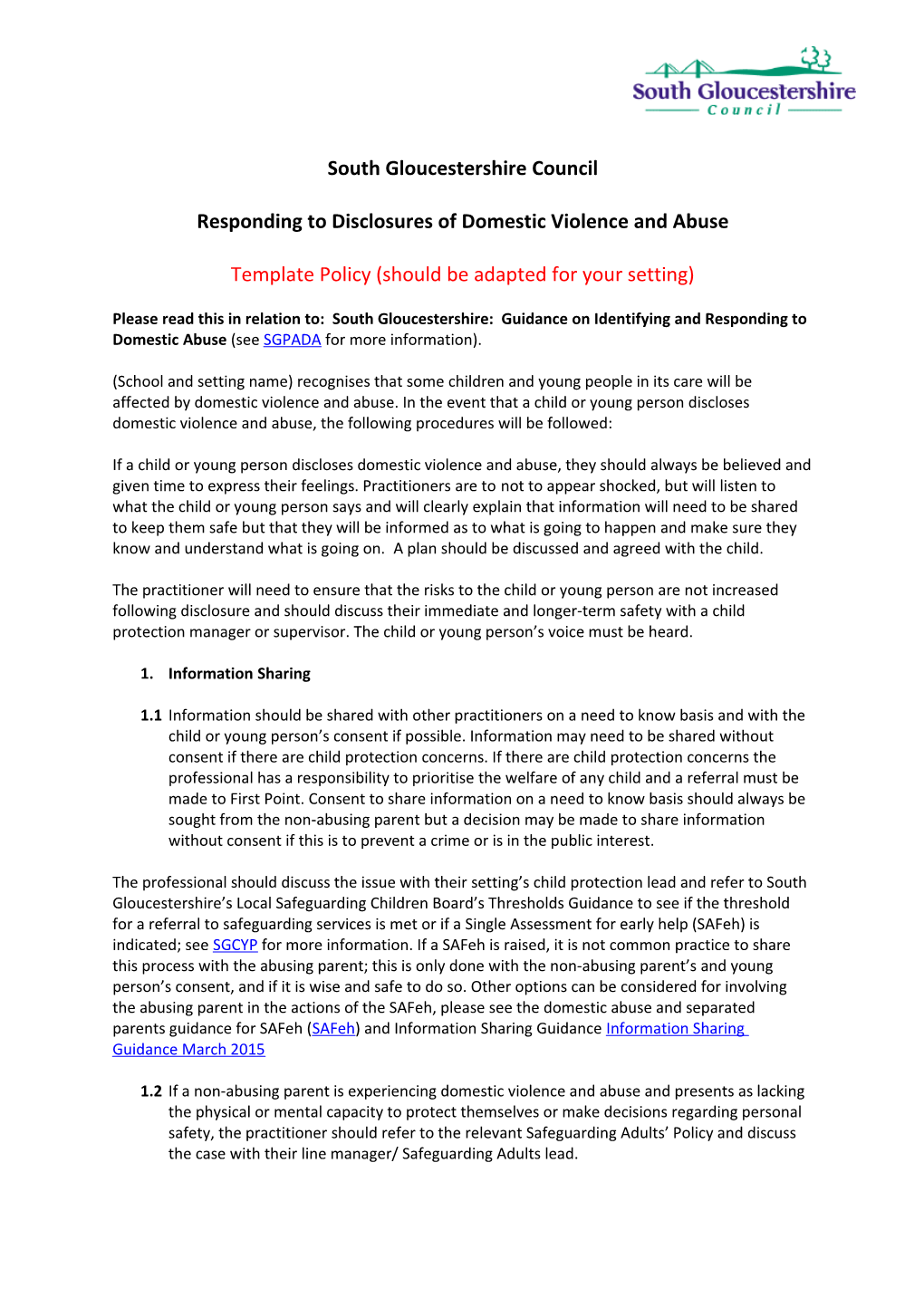 Responding to Disclosures of Domestic Violence and Abuse