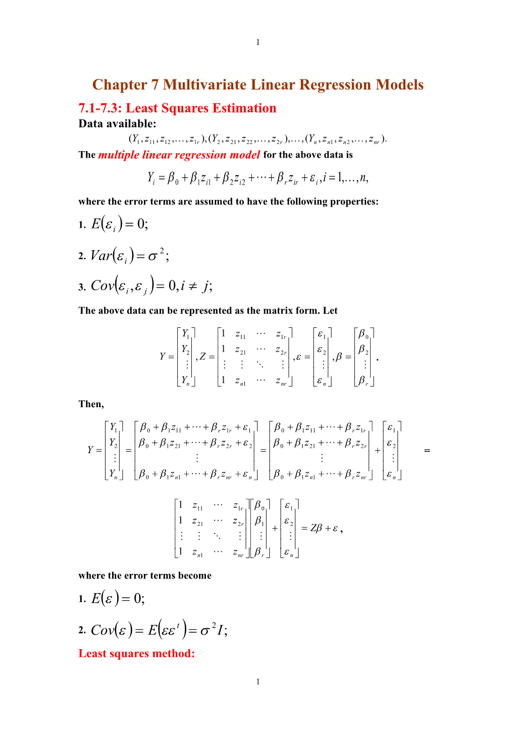 Chapter 6 Multiple Linear Regression