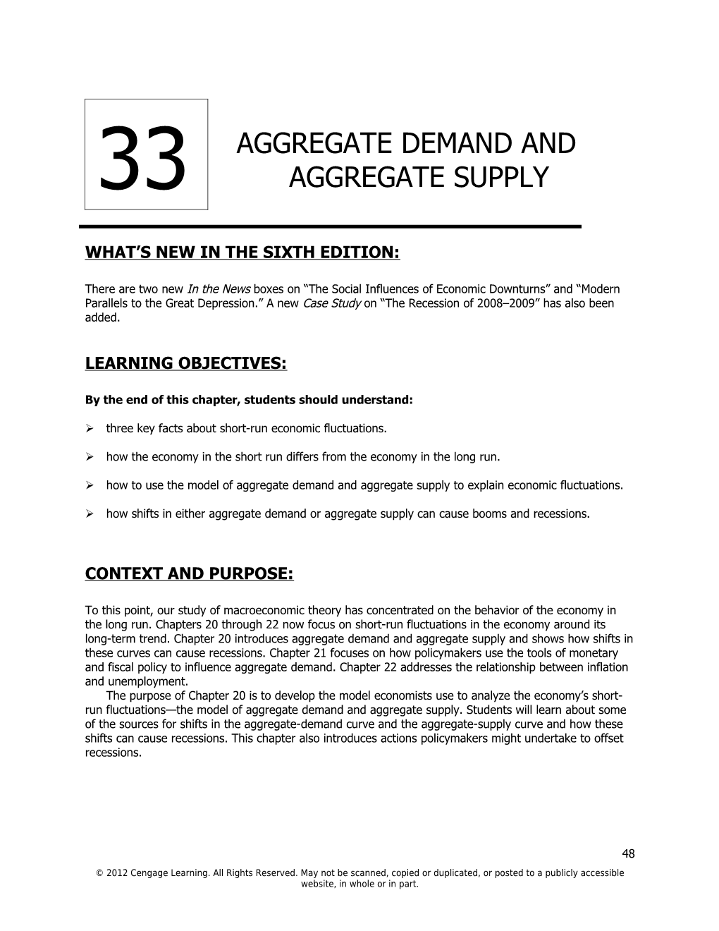 Chapter 33/Aggregate Demand and Aggregate Supply 1