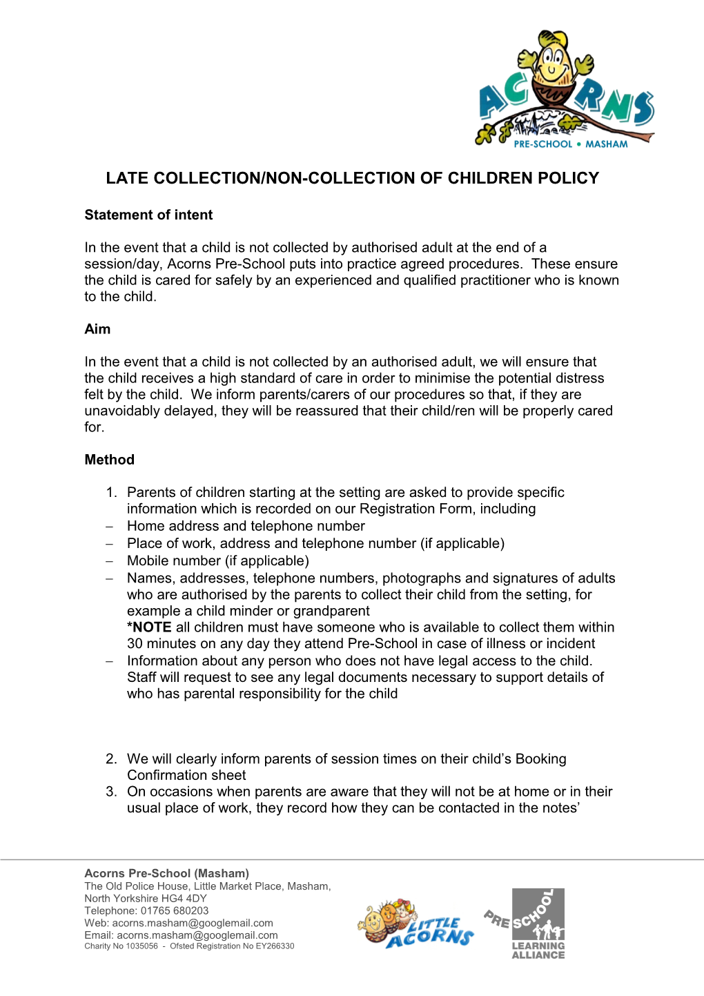 Late Collection/Non-Collection of Children Policy