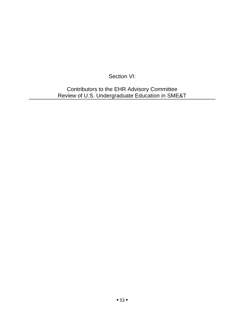 Contributors to the EHR Advisory Committee Review of U.S. Undergraduate Education in SME&T